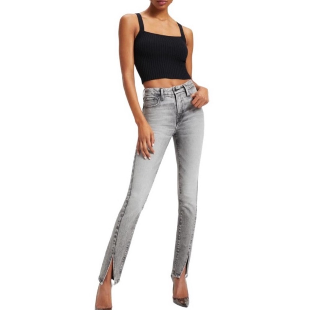 GOOD AMERICAN Good Classic Side Slit Jeans High Rise Split Hem NWOT Size 4/27